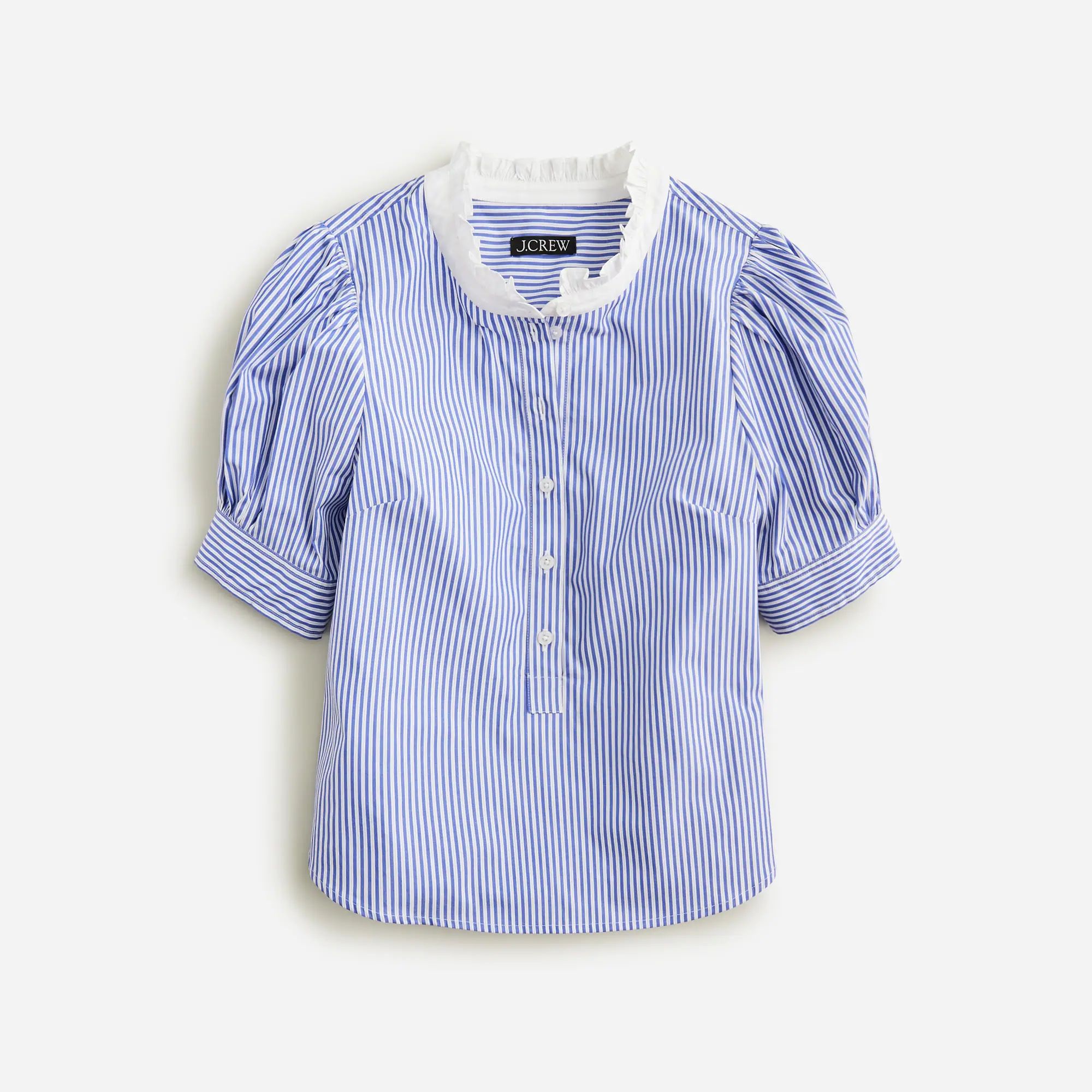 Puff-sleeve button-front shirt in stripe | J.Crew US