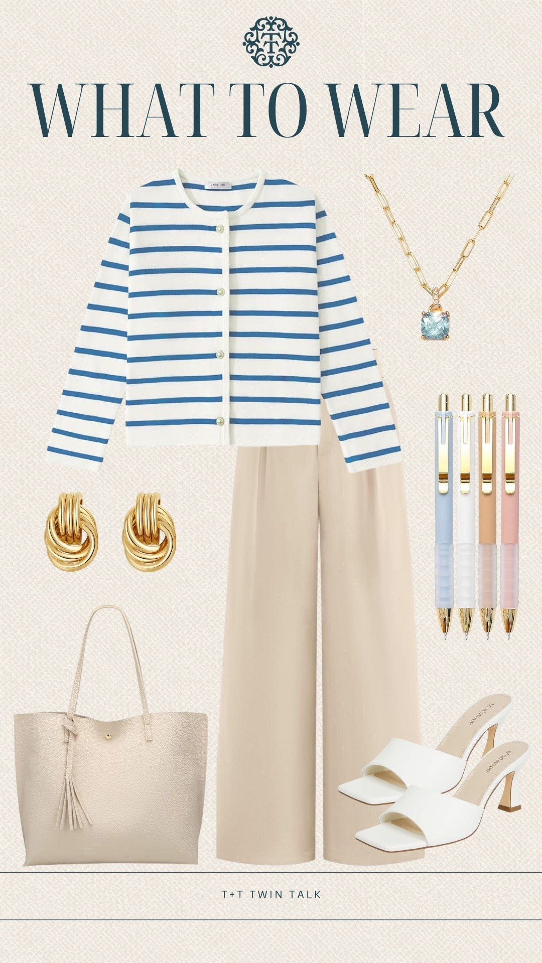What to wear teacher outfit inspiration under $100! We love this striped cardigan paired with trousers. Added a pair of white heels and a tote to carry all your everyday essentials. 

#LTKMidsize #LTKOver40 #LTKSeasonal