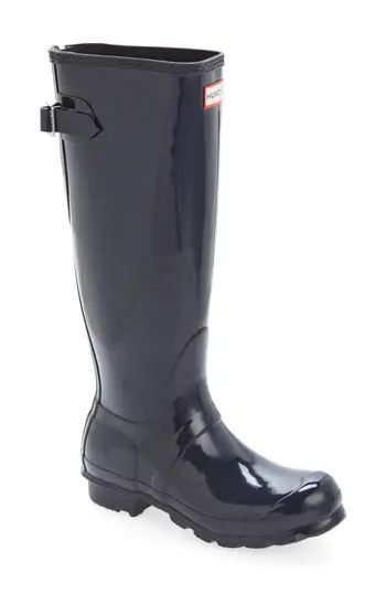 Women's Hunter Adjustable Back Gloss Rain Boot, Size 8 M - Blue | Nordstrom