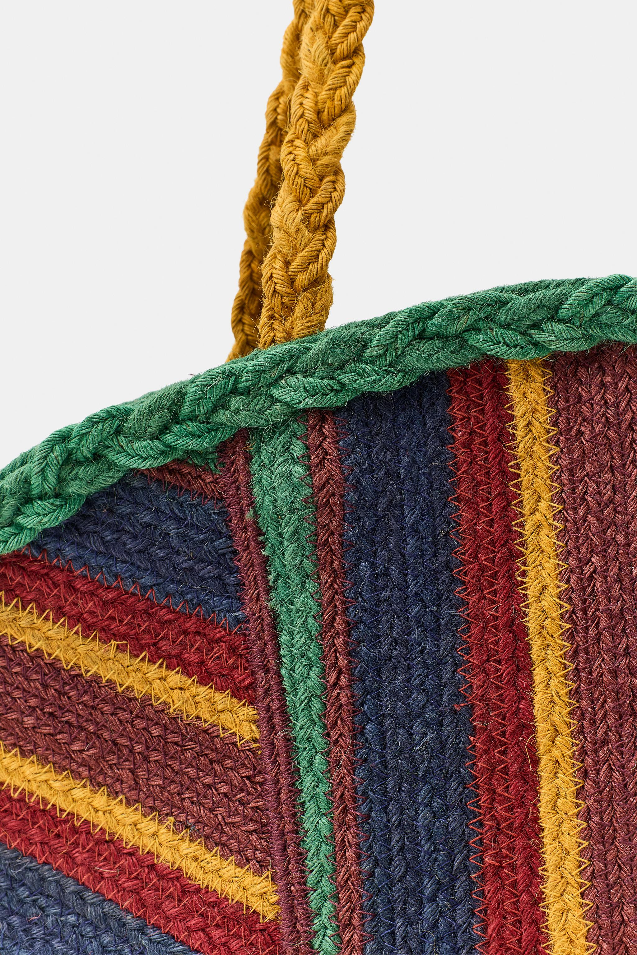 STRIPED 100% JUTE BAG | Zara US