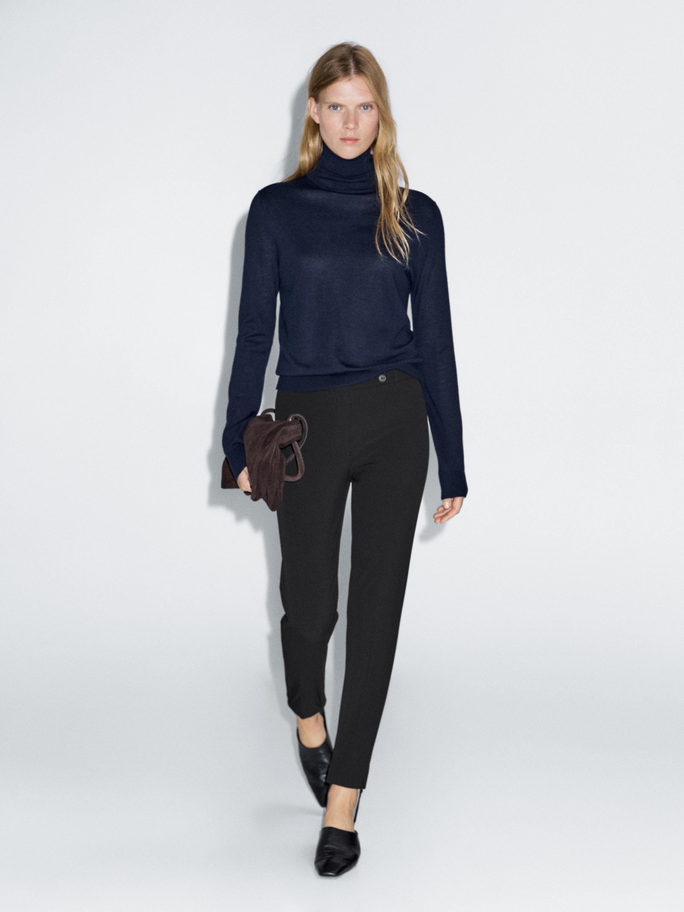 100% cotton trousers with elasticated hems | Massimo Dutti US