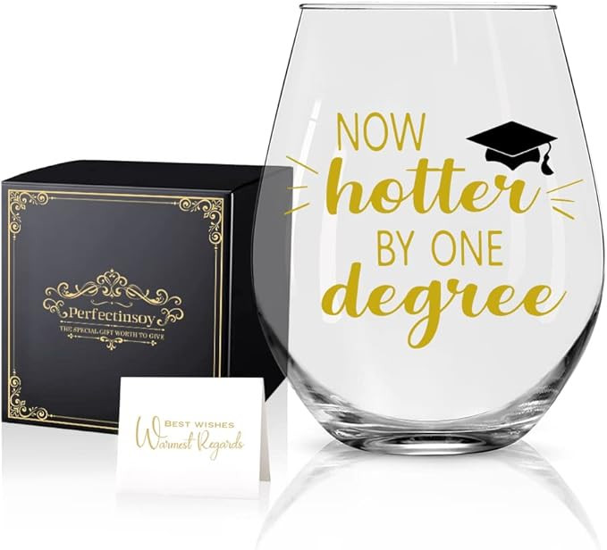 Now Hotter By One Degree Wine Glass with Gift Box, Graduation Gifts for Him, Her, College Graduat... | Amazon (US)
