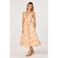 ASTR the Label | Janna Floral Plunge Midi Dress in Orange floral | Size S | ASTR The Label (US)