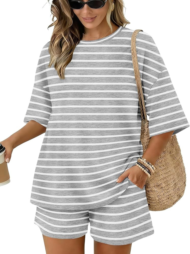 Sampeel Womens 2 Piece Sets 3/4 Sleeve Oversized Tops Lounge Sets Loungewear Business Casual Summ... | Amazon (US)