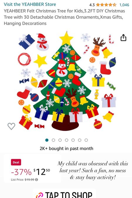 Felt Christmas tree with felt decorations and ornaments! So much fun for toddlers and kids!!!!!! 

#LTKHoliday #LTKfamily #LTKkids