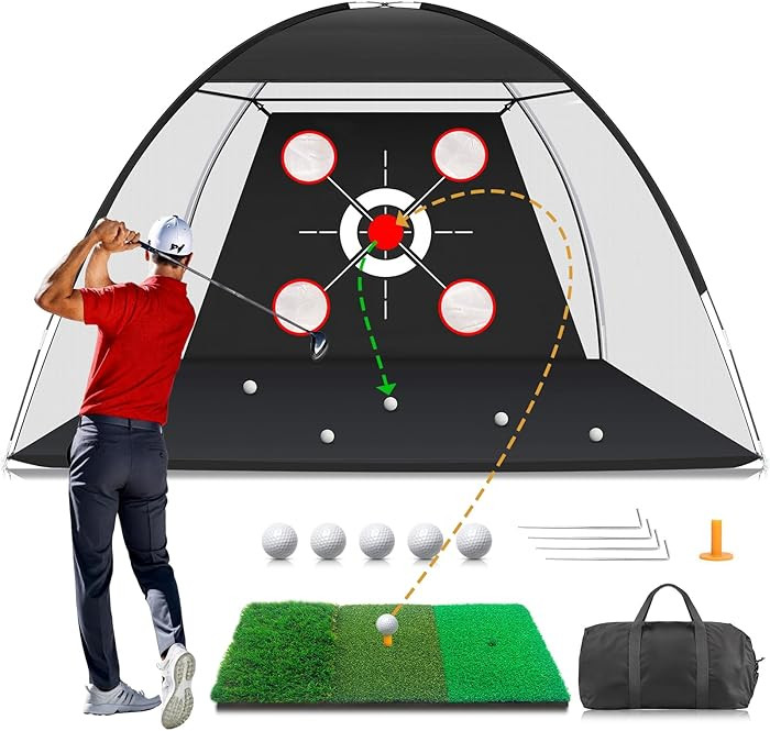 Golf Net with Practice Mat,Golf Hitting Aid Nets 10x7FT for Backyard Driving Chipping Training Sw... | Amazon (US)