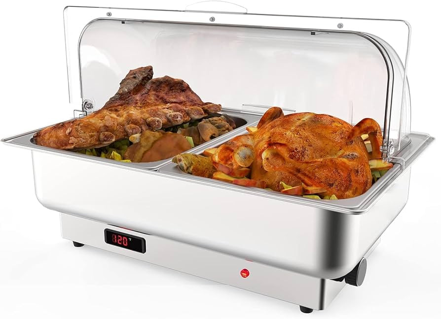 2 x 4.5QT Half-Size Electric Chafing Dish Set for Buffet with Temperature Control, Roll Top Stain... | Amazon (US)