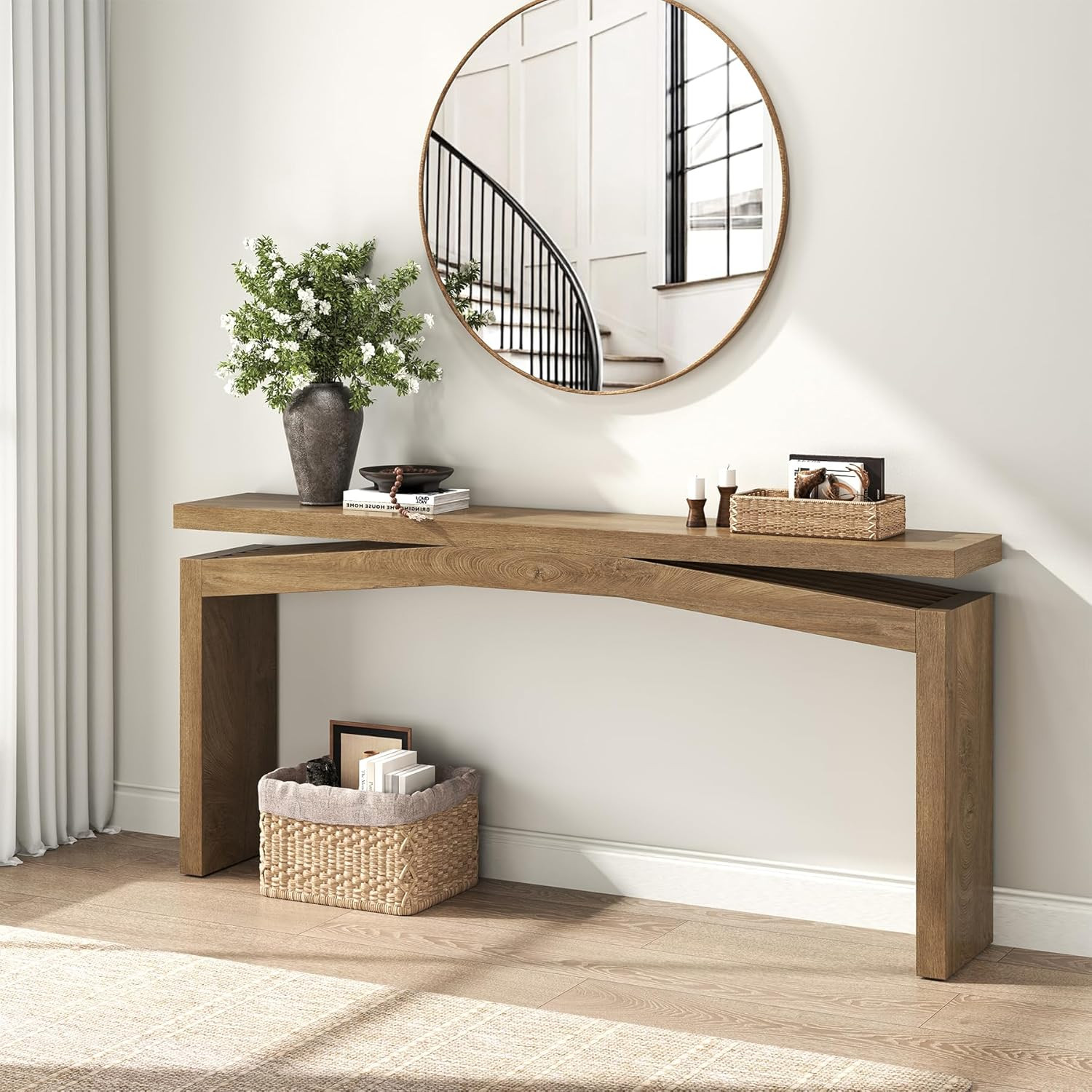 Console Table for Entryway Living Room, 63-Inch Wooden Rectangular Sofa Tables Narrow Long Behind... | Amazon (US)