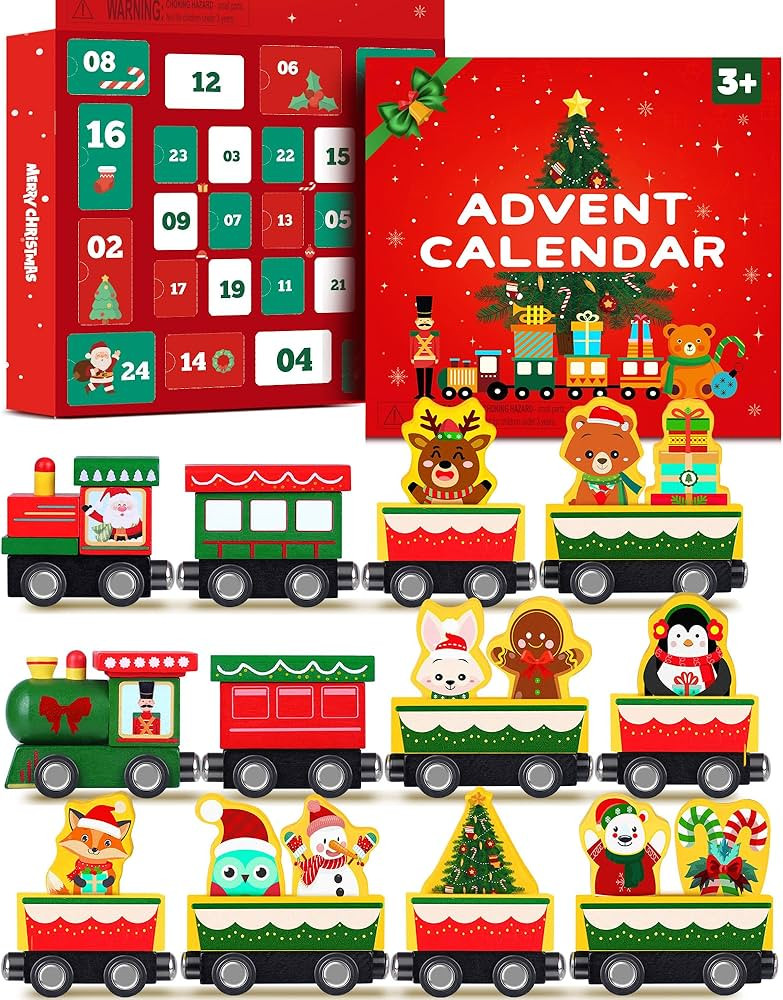 Toddler Advent Calendar 2025-24 Days Magnetic Wooden Animal Train Set Christmas Advent Calendar 2... | Amazon (US)
