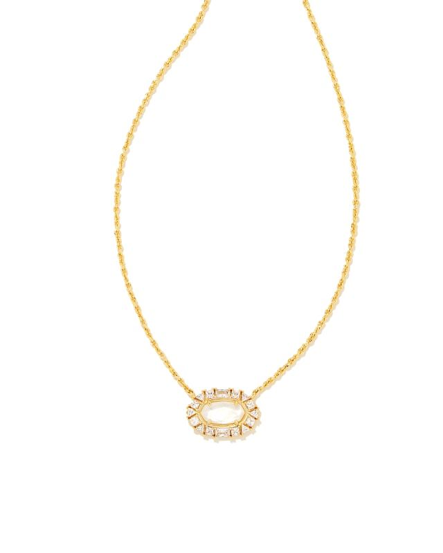 Elisa Gold Crystal Frame Short Pendant Necklace in Ivory Mother-of-Pearl | Kendra Scott | Kendra Scott