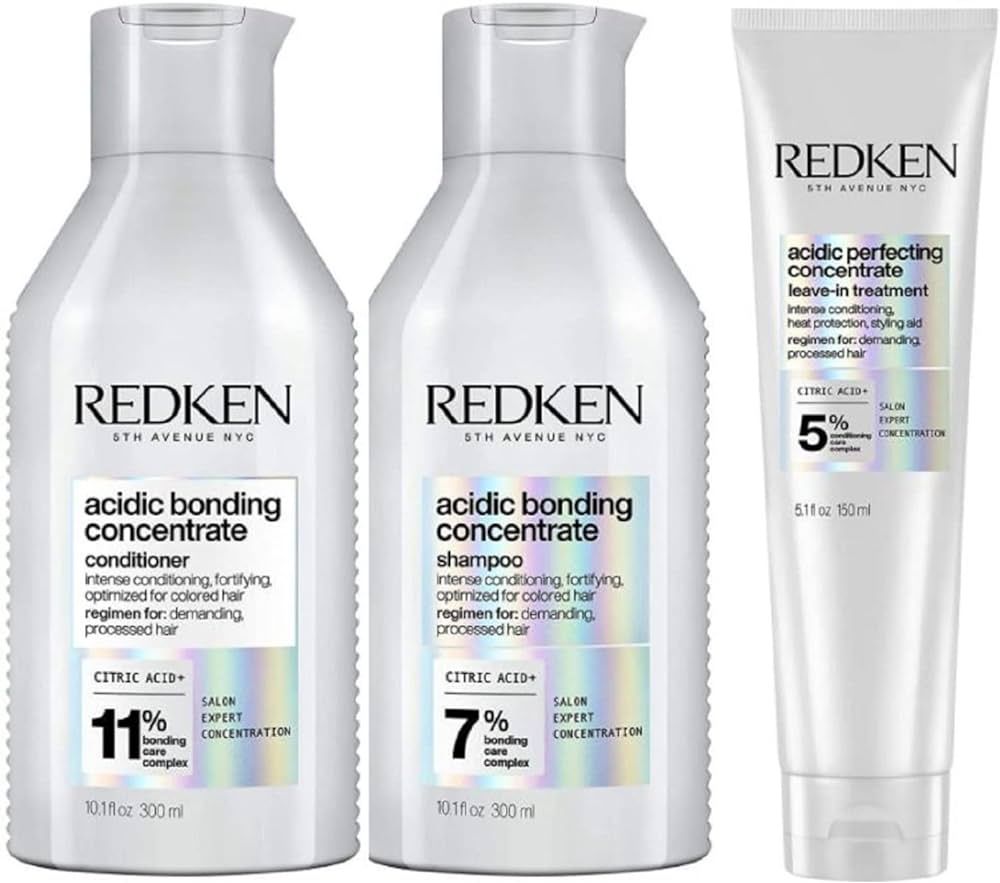 Redken Bonding Shampoo, Conditioner, & Leave-In Treatment Set for Damaged Hair | Acidic Bonding C... | Amazon (US)