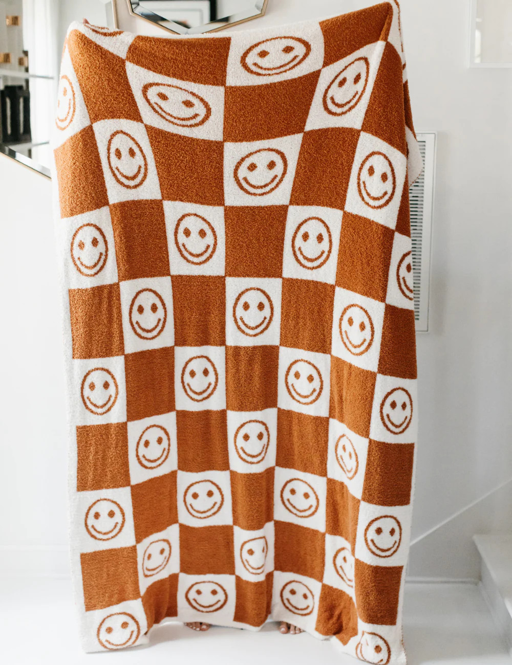 TSC x Tia Booth: Checkered Smiley Buttery Blanket | The Styled Collection