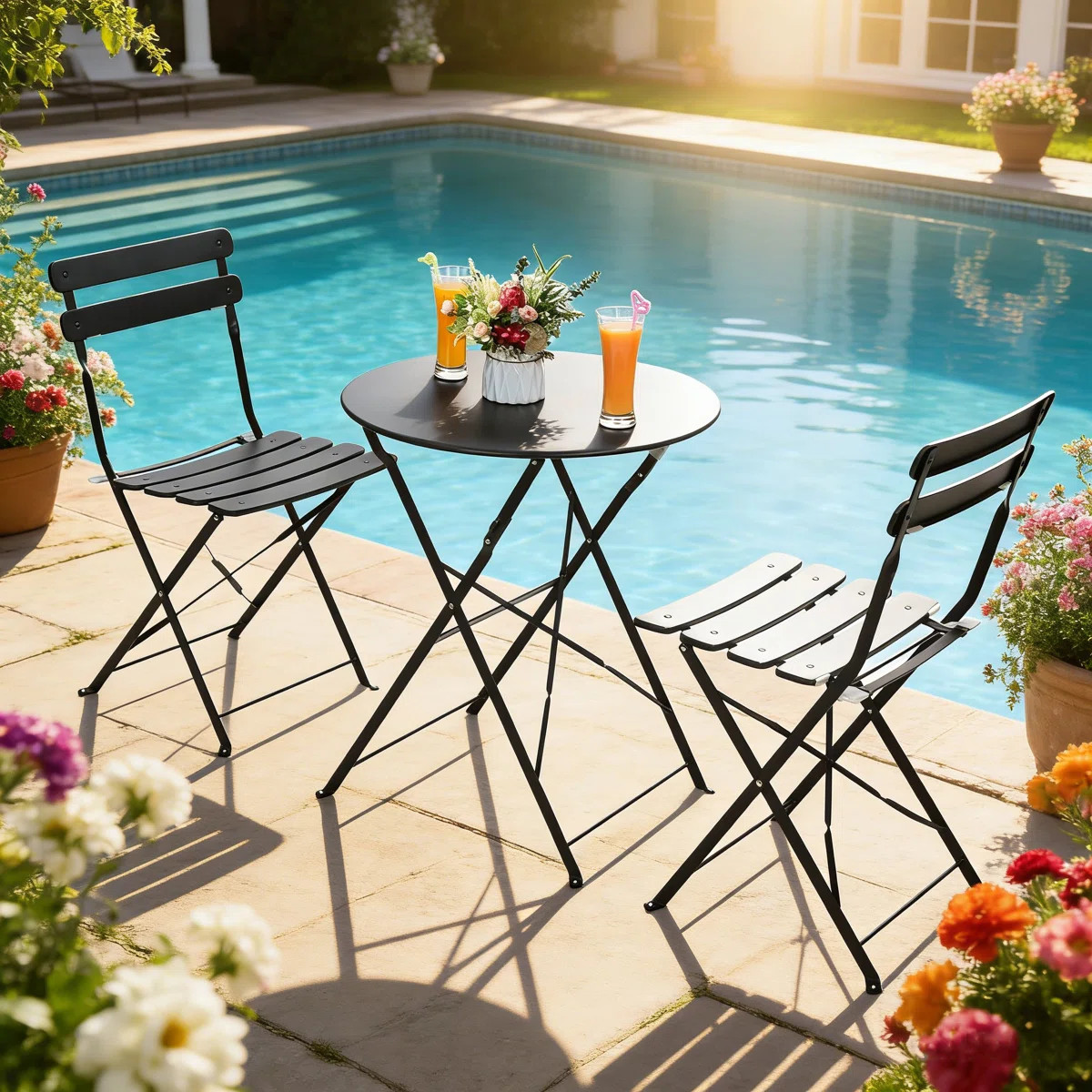 3-Piece Folding Patio Bistro Set – No Assembly, Water-Resistant Metal, Easy Storage | Wayfair North America