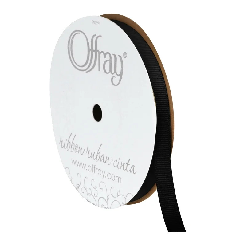 Offray Ribbon, Black 3/8 inch Grosgrain Polyester Ribbon, 18 feet | Walmart (US)