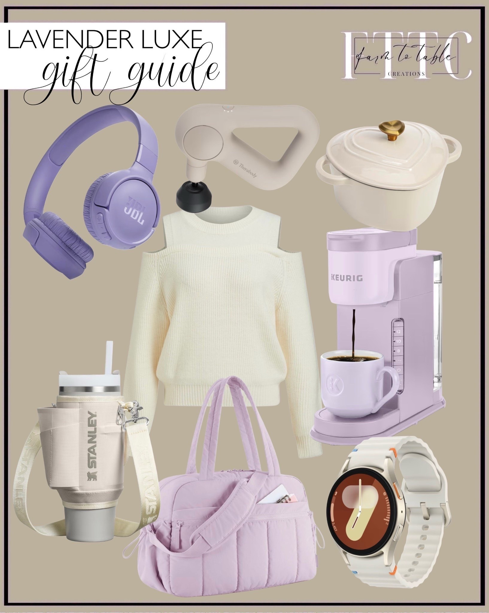 Lavender Luxe Gift Guide

Follow @farmtotablecreations on Instagram for more home + holiday finds.

A soft and cozy round-up of lavender and neutral gifts she’ll love — from the prettiest Keurig and heart-shaped Dutch oven to everyday essentials like the Stanley tumbler carrier, quilted duffel, comfy sweater, and wellness favorites. Perfect ideas for daughters, sisters, teens, and anyone who loves a calming, modern aesthetic.

#amazonhome #giftideas #holidaygifts #giftguide #giftguideforher #christmasgifts #amazonfinds #cozygifts #homefavorites #amazonmusthaves #holidayfinds #amazonshopping #neutralhome #cozyhome #giftinspo



#LTKSaleAlert #LTKGiftGuide #LTKselfcare
