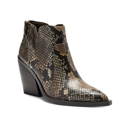 VINCE CAMUTO Womens Brown Snake V-Notch Cutouts Comfort Gradesha Square Toe Block Heel Zip-Up Leathe | Walmart (US)