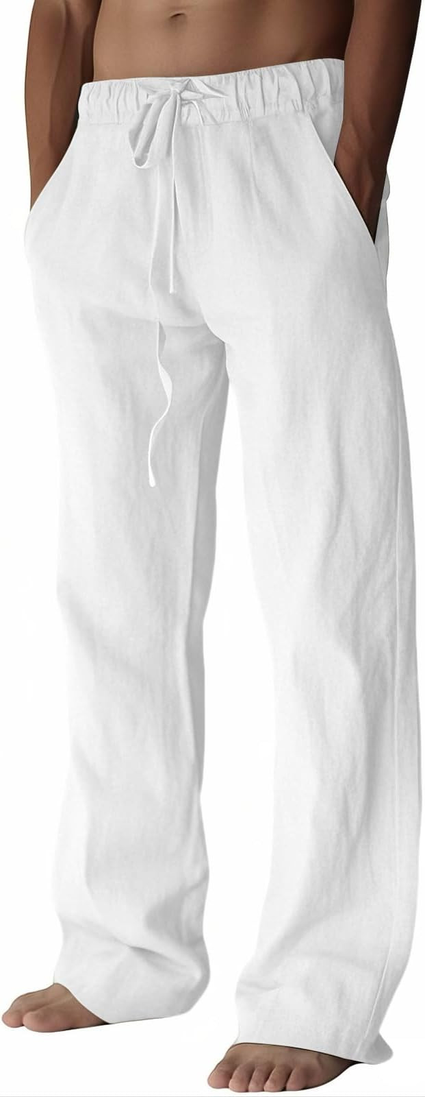 PIDOGYM Mens Cotton Linen Pants Beach Casual Pajama Pants with Pockets | Amazon (US)