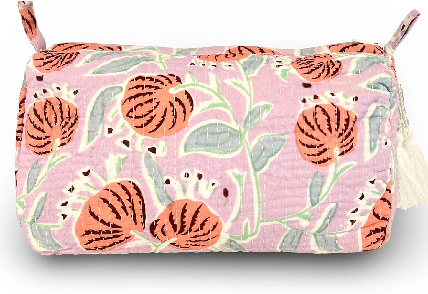 Handcrafted Block-Print Toiletry Bag & Makeup Pouch – Soft Cotton Artisan Cosmetic Travel Case,... | Amazon (US)