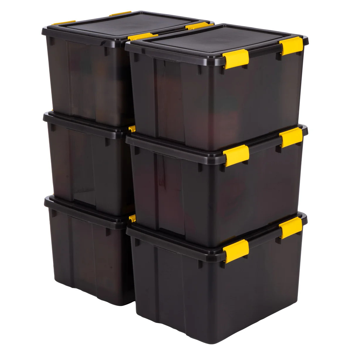 12 Gal. Plastic Storage Bin with Buckles, Black (6-Pack) (Set of 6) | Wayfair North America
