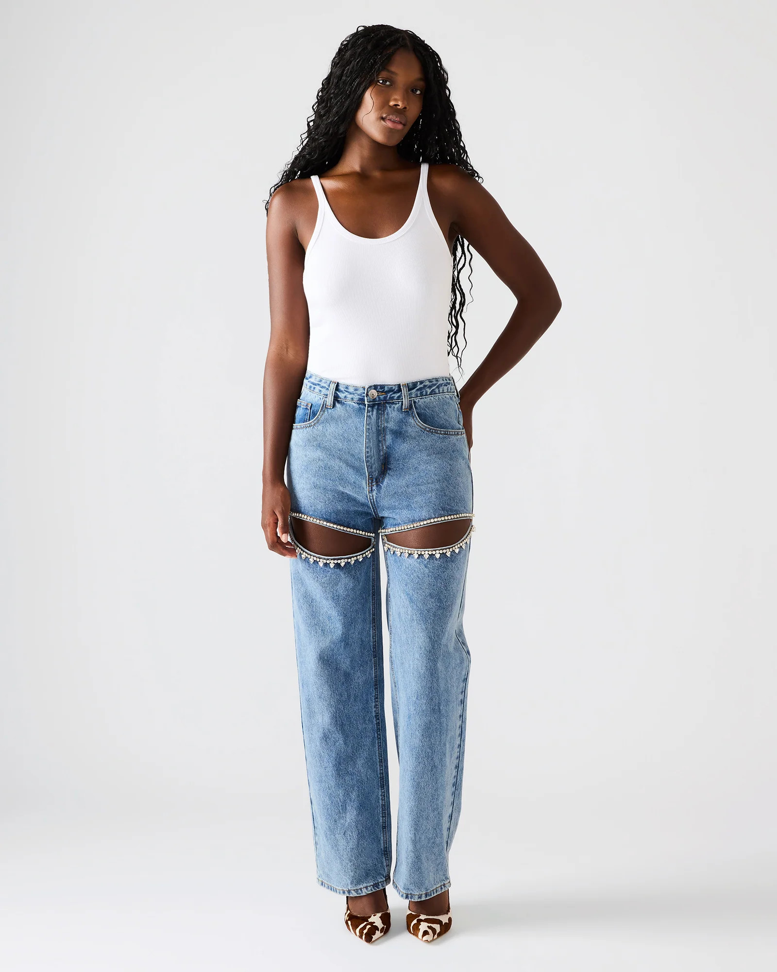 TAYLOR Jean Rhinestone Women's Cutout Jeans | Steve Madden (US)