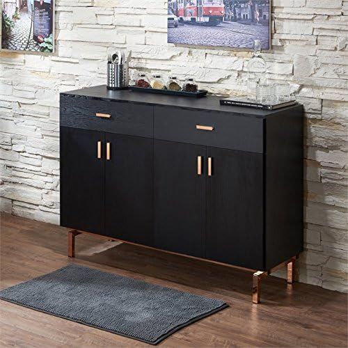Allora 2-Drawer Wood Buffet Server in Black and Rose Gold | Amazon (US)