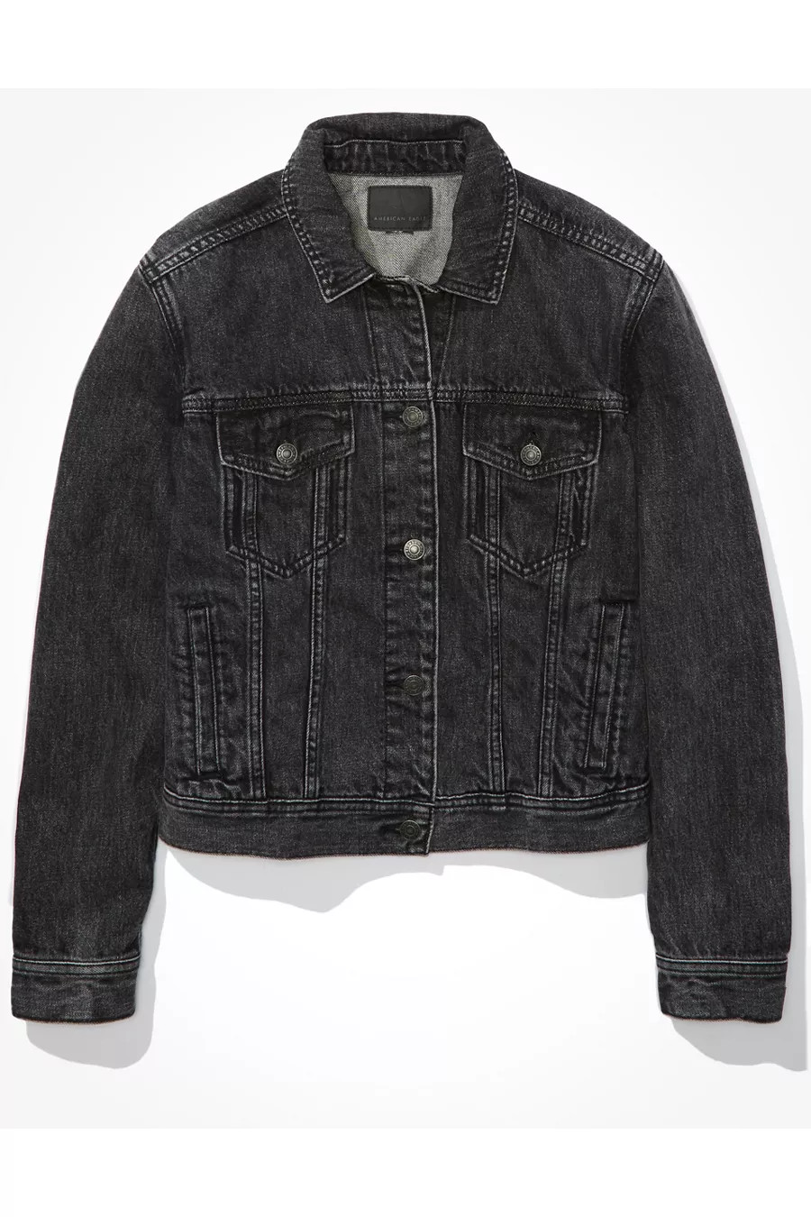 AE Classic Black Denim Jacket Women's Black M | American Eagle Outfitters (US & CA)