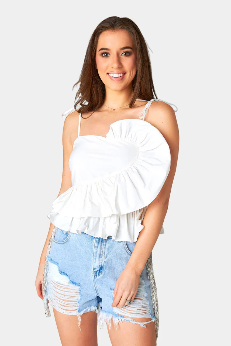 BuddyLove | Beck Ruffle Tank Top | White | BuddyLove
