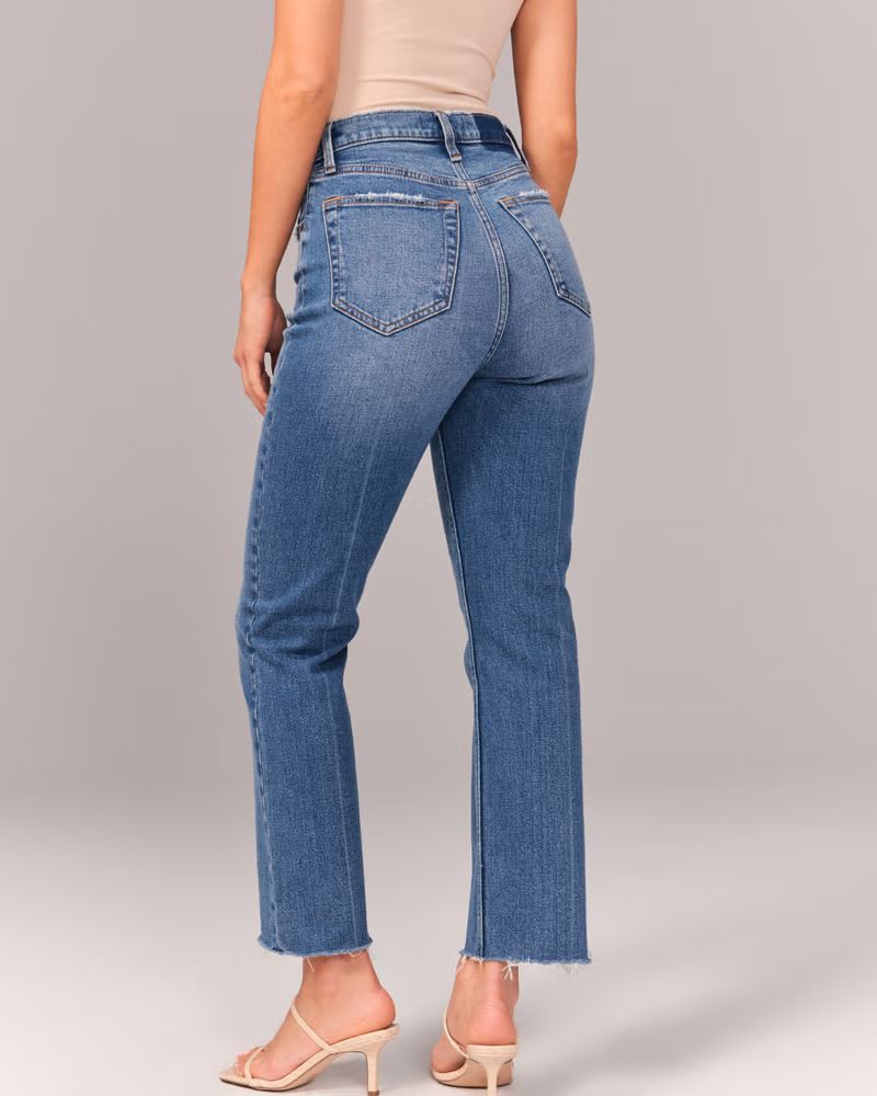 Women's Curve Love Ultra High Rise Ankle Straight Jeans | Women's Bottoms | Abercrombie.com | Abercrombie & Fitch (US)