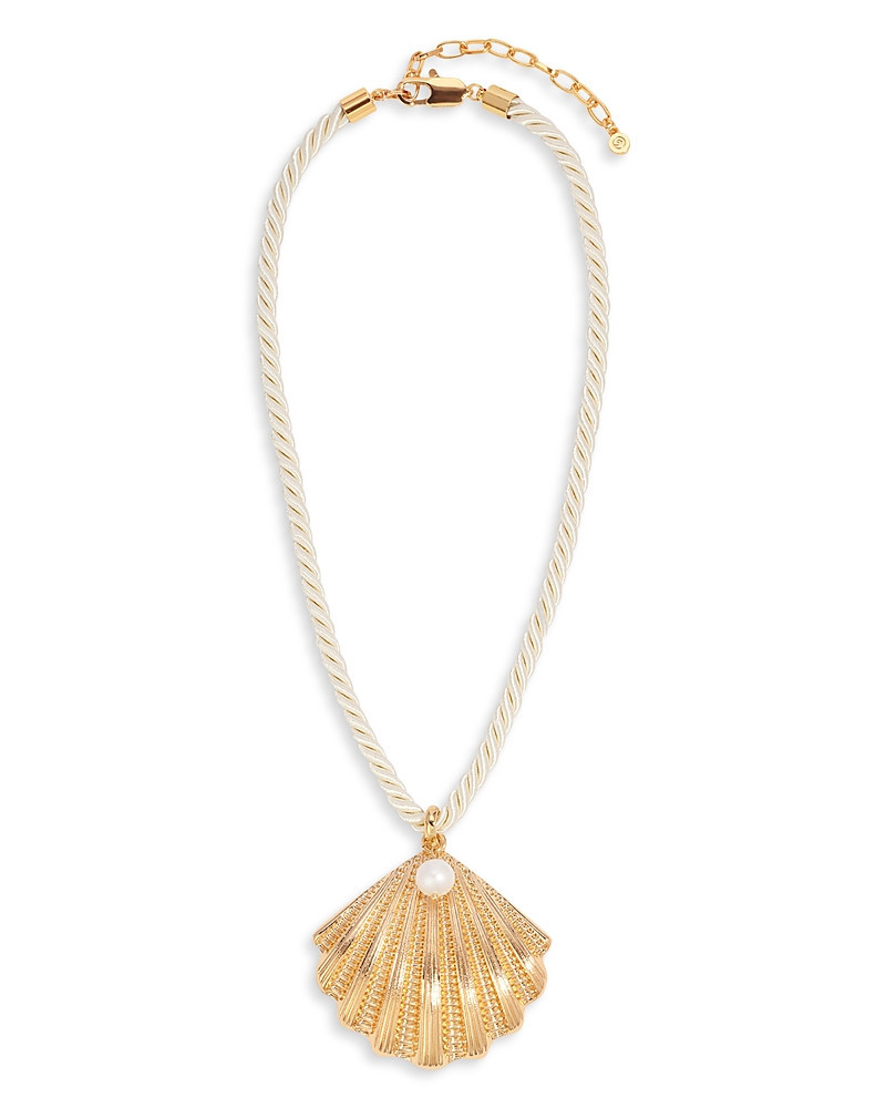 Ettika Cultured Freshwater Pearl Scalloped Shell Cord Pendant Necklace in 18K Gold Plated, 15-20 | Bloomingdale's (US)