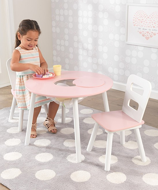 KidKraft Indoor Table Chair Sets - Pink & White Three-Piece Round Table Set | Zulily