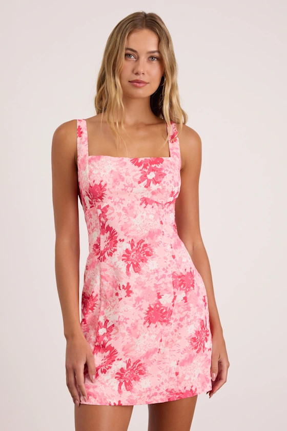 Exuberant Chicness Light Pink Floral Sleeveless Mini Dress | Resort Wear 2026 | Lulus