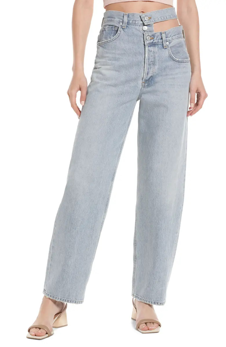 Broken Waistband Super High Waist Loose Organic Cotton Jeans | Nordstrom