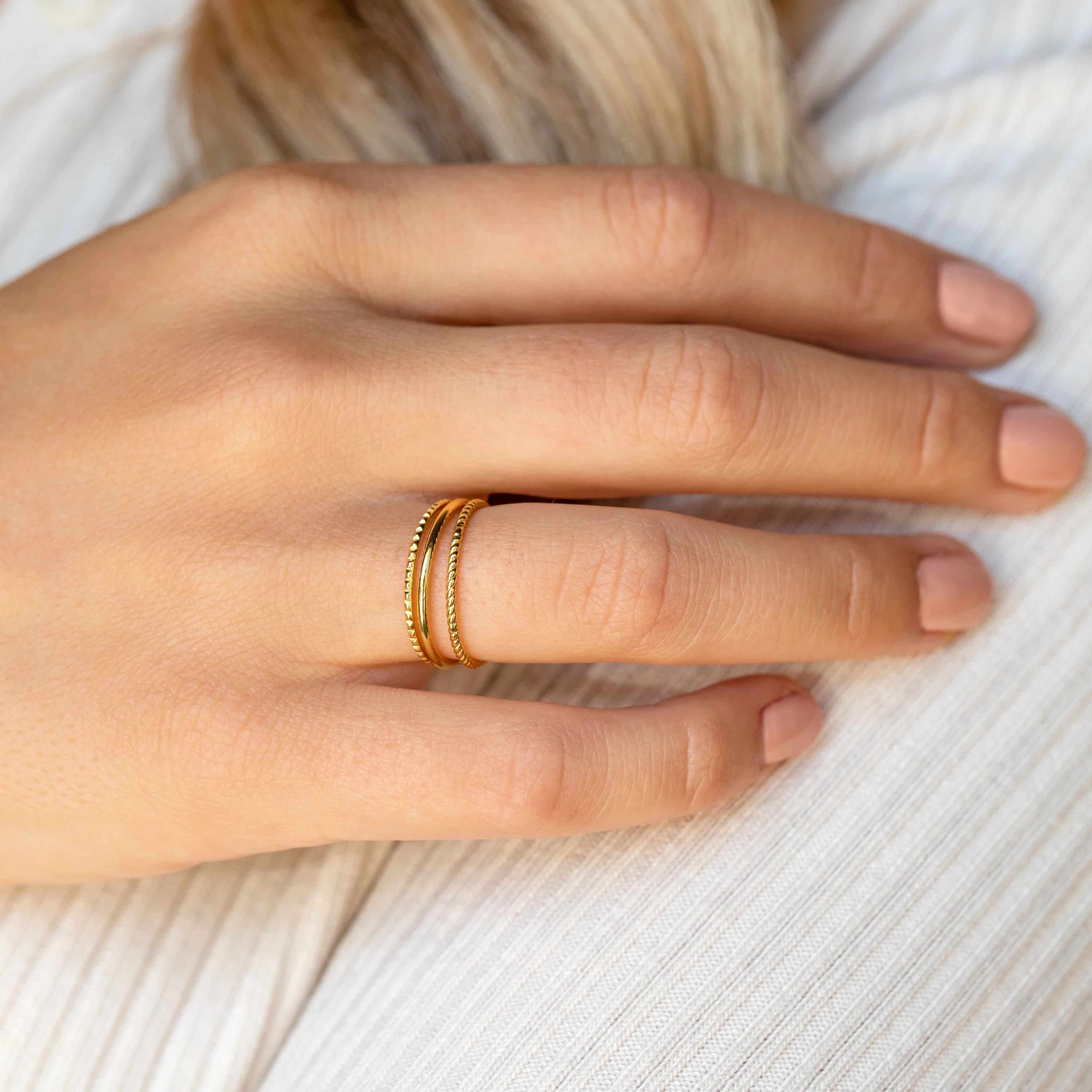 Dainty Thin Stacking Rings Set in 18K Gold | Caitlyn Minimalist | Caitlyn Minimalist
