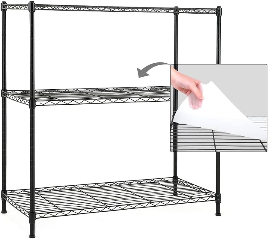 EZPEAKS 3-Shelf Shelving Unit with 3-Shelf Liners, Adjustable Rack, Steel Wire Shelves, Shelving ... | Amazon (US)