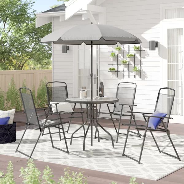 Tollette Round 4 - Person 31.25 Long Dining Set with Umbrella | Wayfair North America