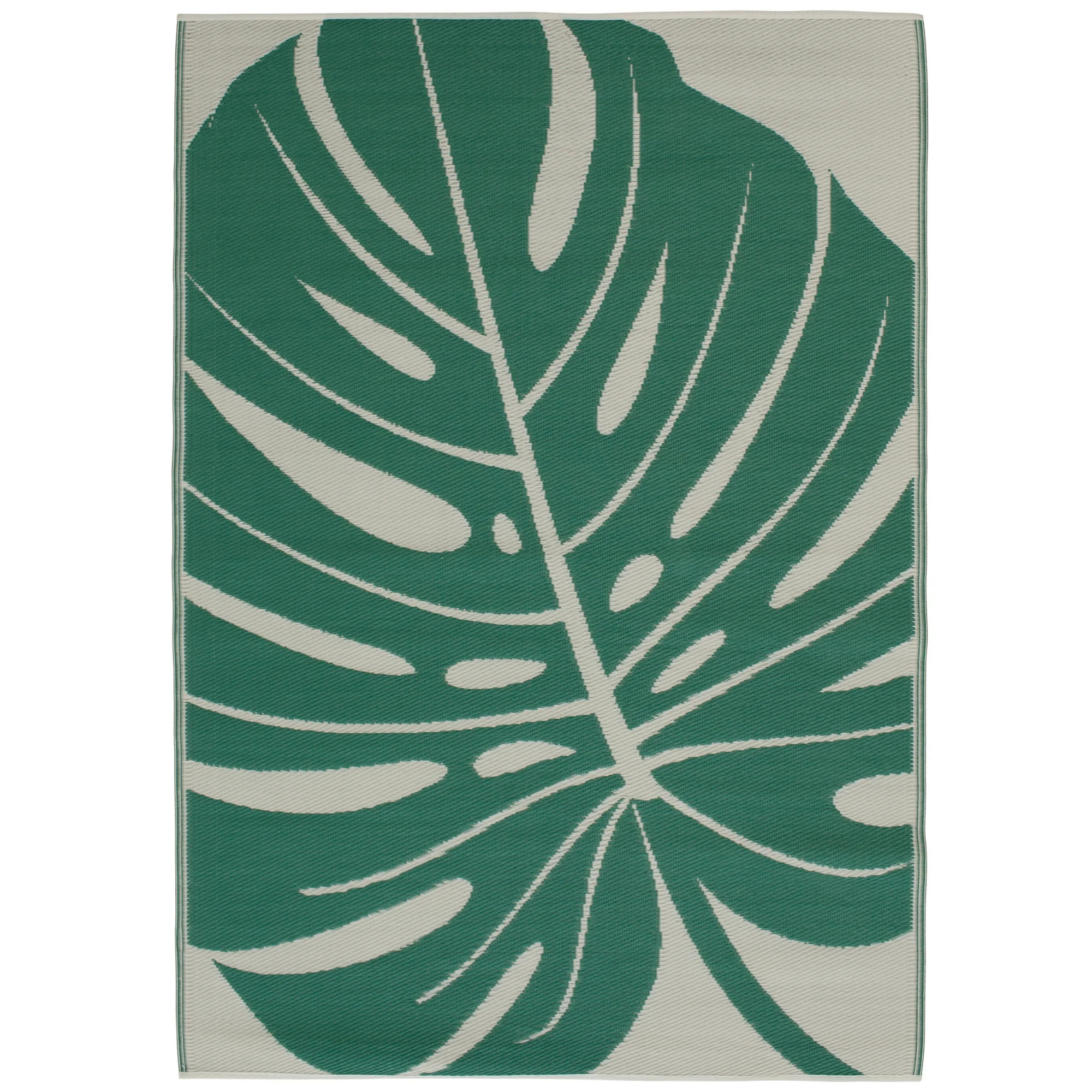 Mainstays 5'x7' Green Palm Leaf Plastic Polyweave Outdoor Rug | Walmart (US)