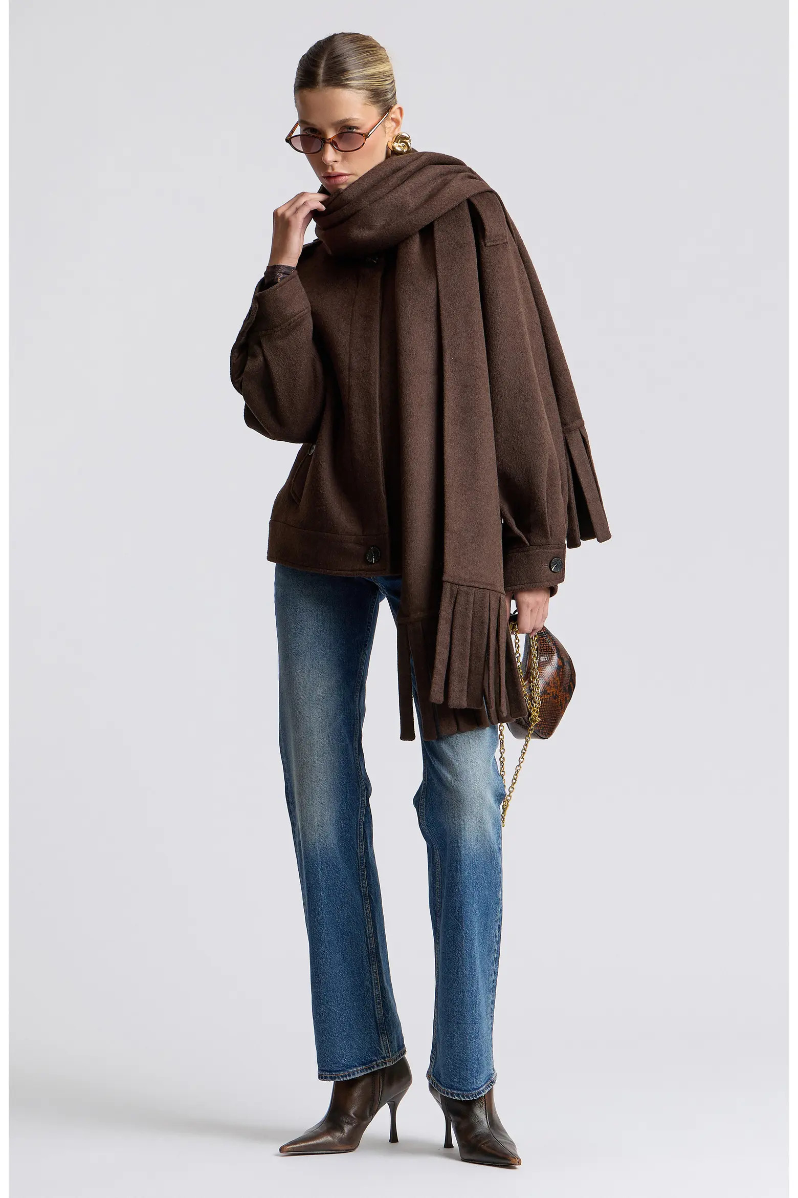 Oversized Coat with Detachable Scarf (Women) | Nordstrom | Nordstrom
