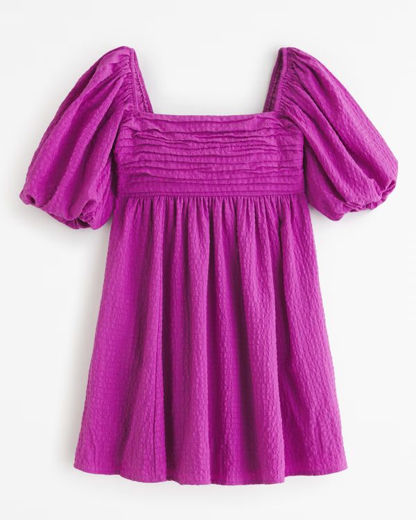 Women's Emerson Textured Puff Sleeve Mini Dress | Women's New Arrivals | Abercrombie.com | Abercrombie & Fitch (US)
