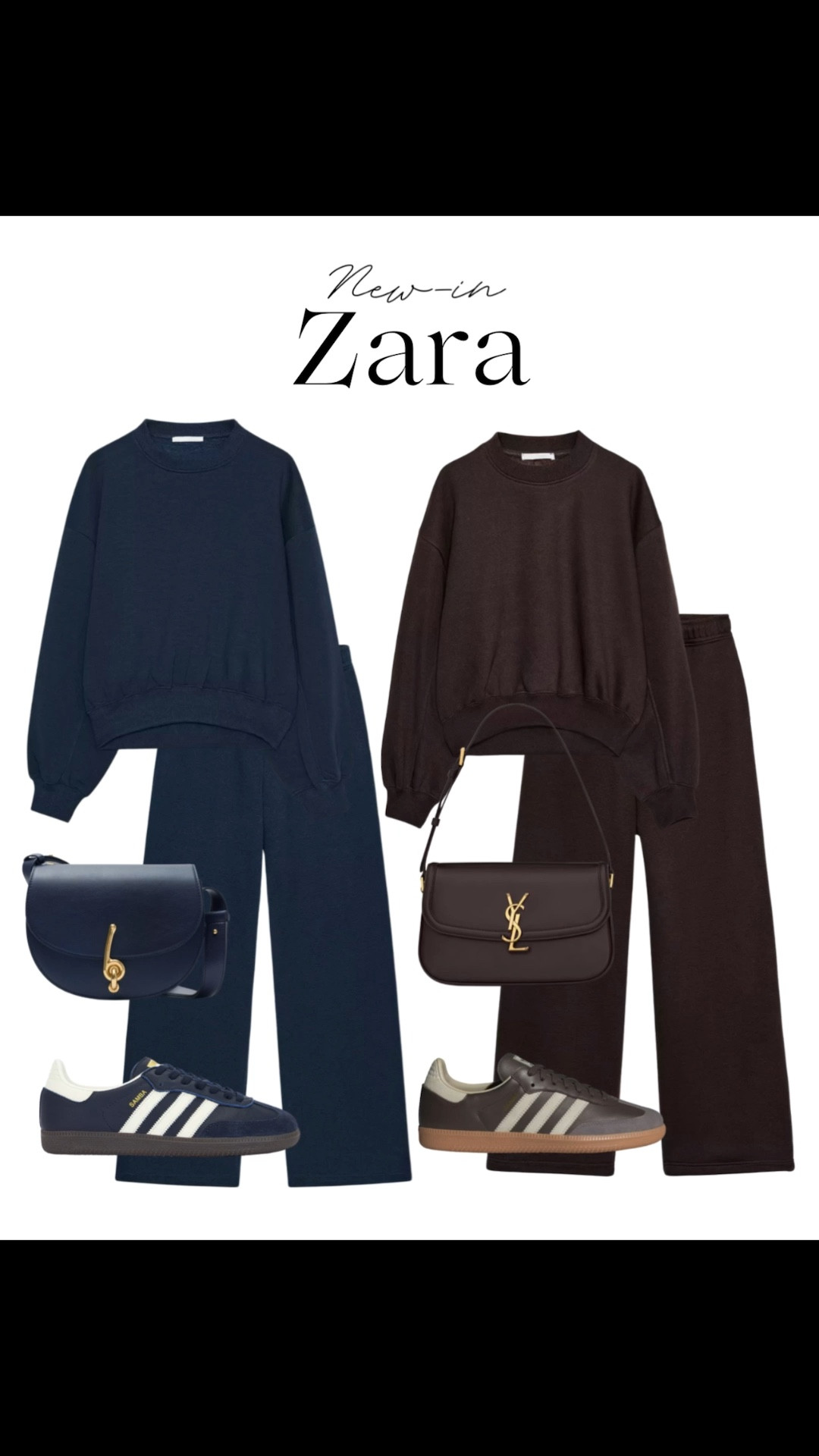 New-in Zara matching sets- perfect for everyday loungewear or for travel 🤎

Tags: sweatsuit, wide leg sweat pants, sweatshirt, chocolate brown ysl bag, navy blue Burberry bag, adidas samba sneakers, airport outfit, airplane look, comfy outfit 

#LTKTravel #LTKGiftGuide #LTKFindsUnder100