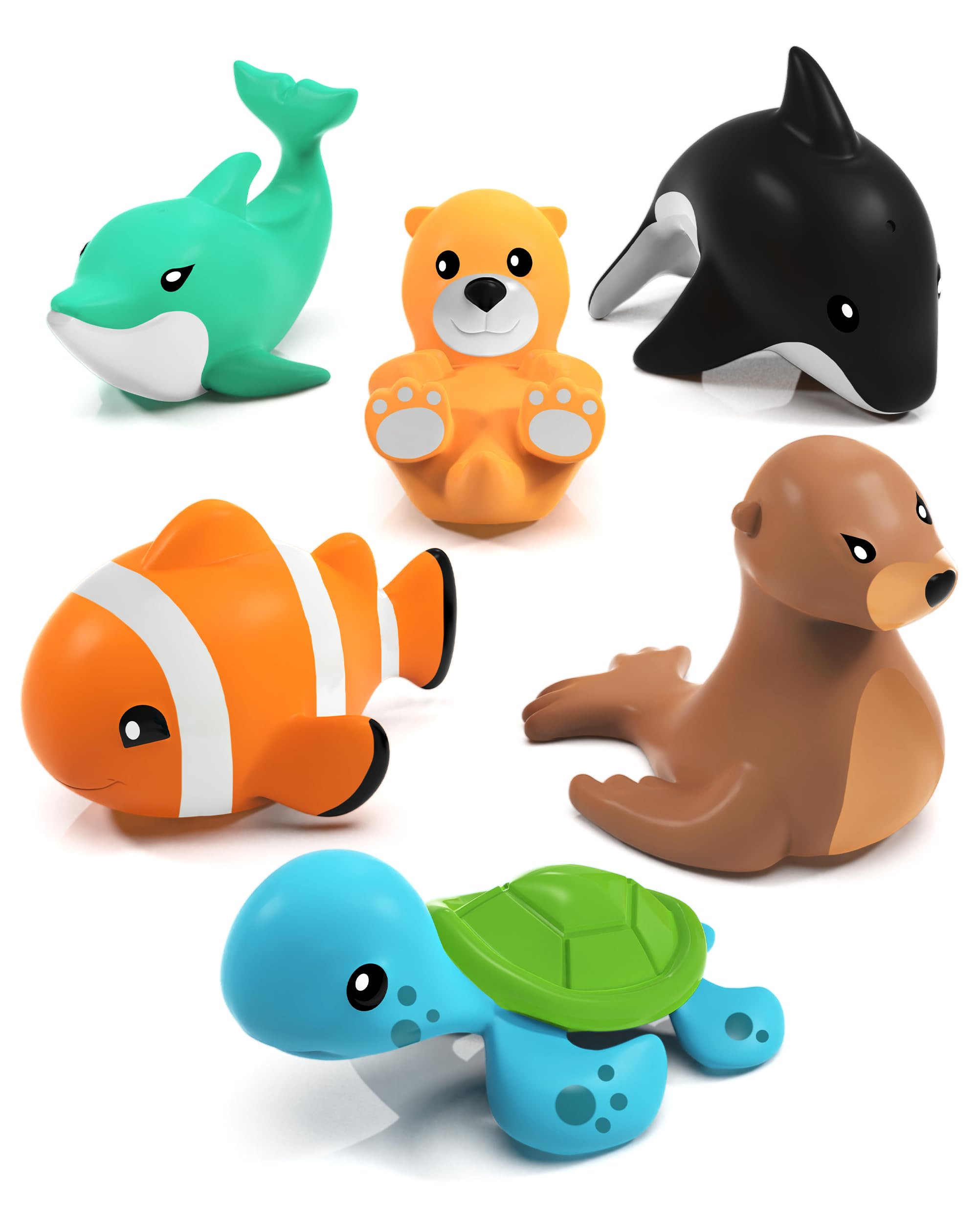 Tub Works® Marine™ Mold Free Bath Toys, 6 Pack | Sealed, No Hole Bath Toys Design Keeps Moistu... | Amazon (US)