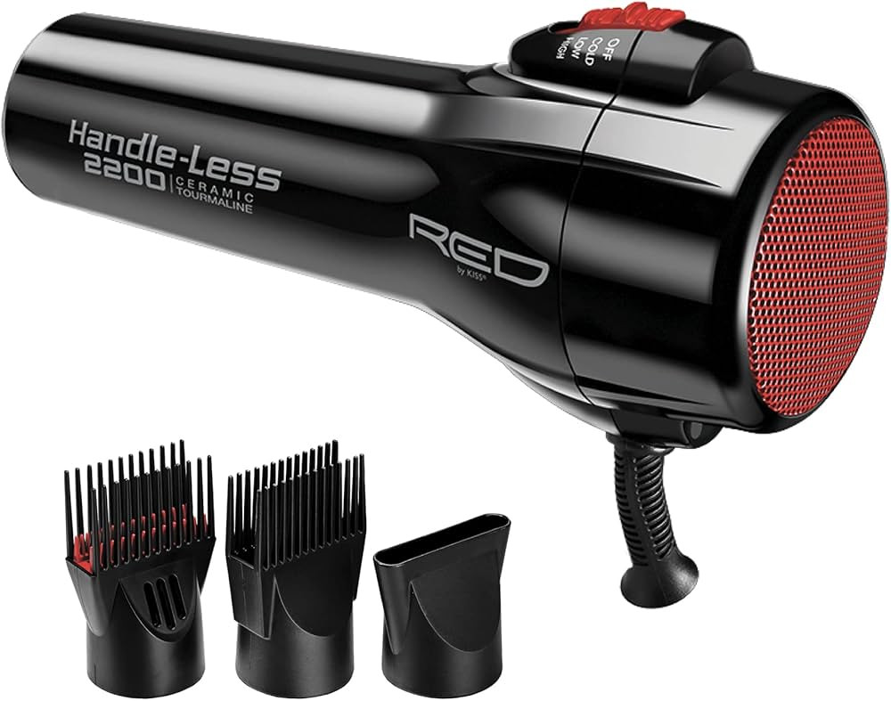 RED by Kiss Handle-Less 2200W Ceramic Tourmaline Hair Dryer, 3 Heat Settings, Pro Blow Dryer with... | Amazon (US)