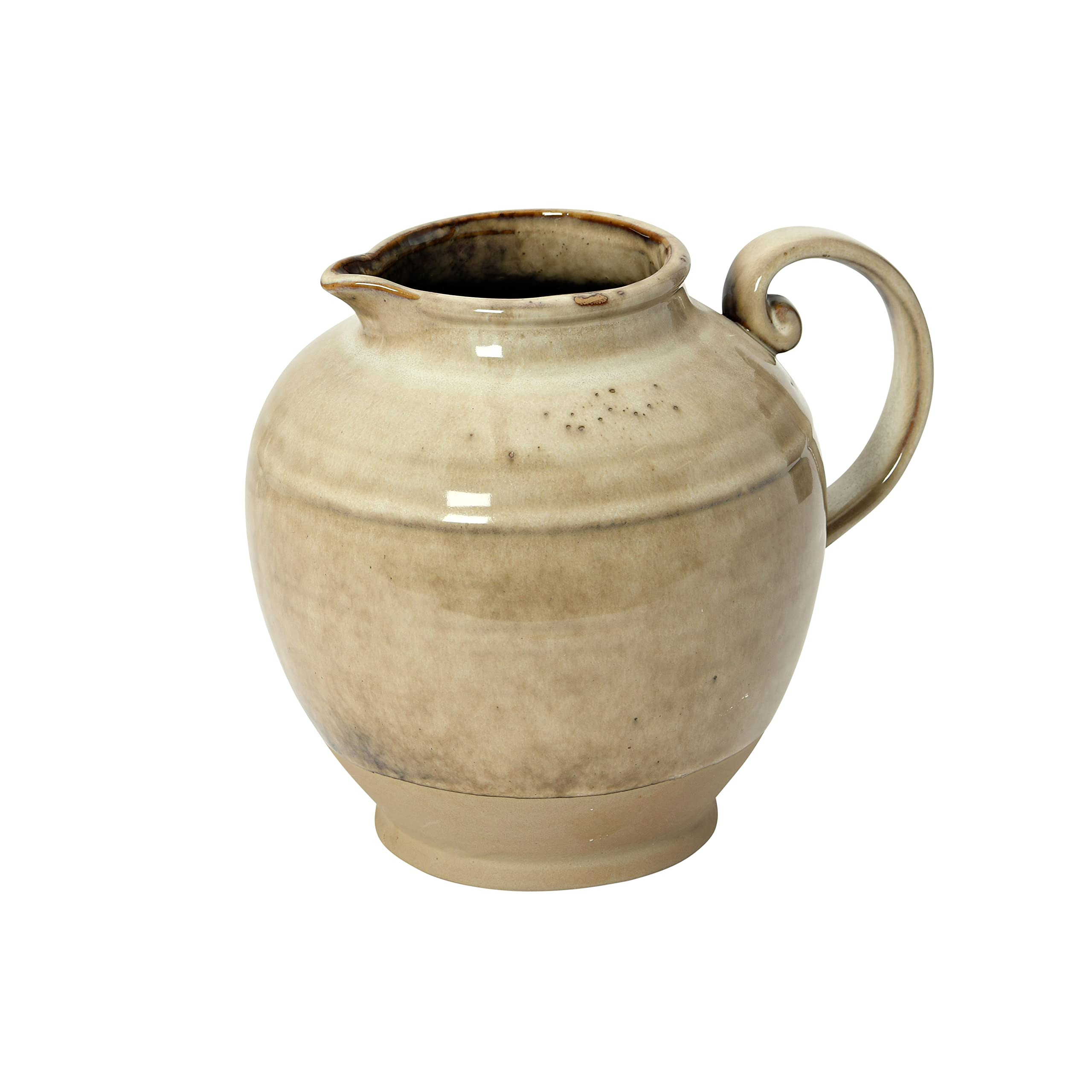 Creative Co-Op Stoneware, Reactive Glaze Pitcher, 8" L x 7" W x 7" H, Greige | Amazon (US)