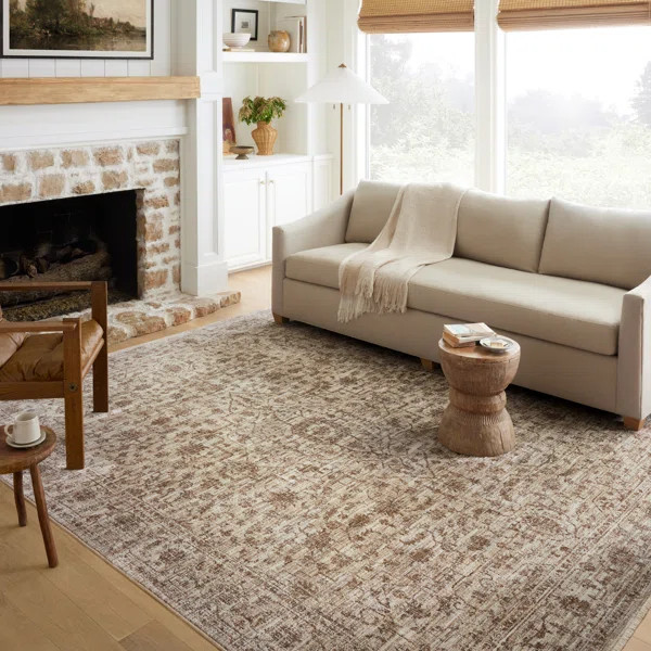 Sorrento Oriental Machine Made Polyester Area Rug in Bark/Natural | Wayfair North America