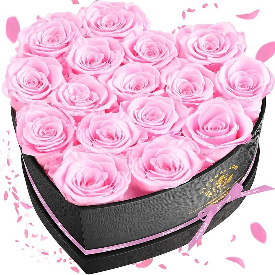 Impouo 16-Piece Forever Flowers Heart Shape Box - Preserved Roses, Birthday Gifts for Women- Flow... | Amazon (US)