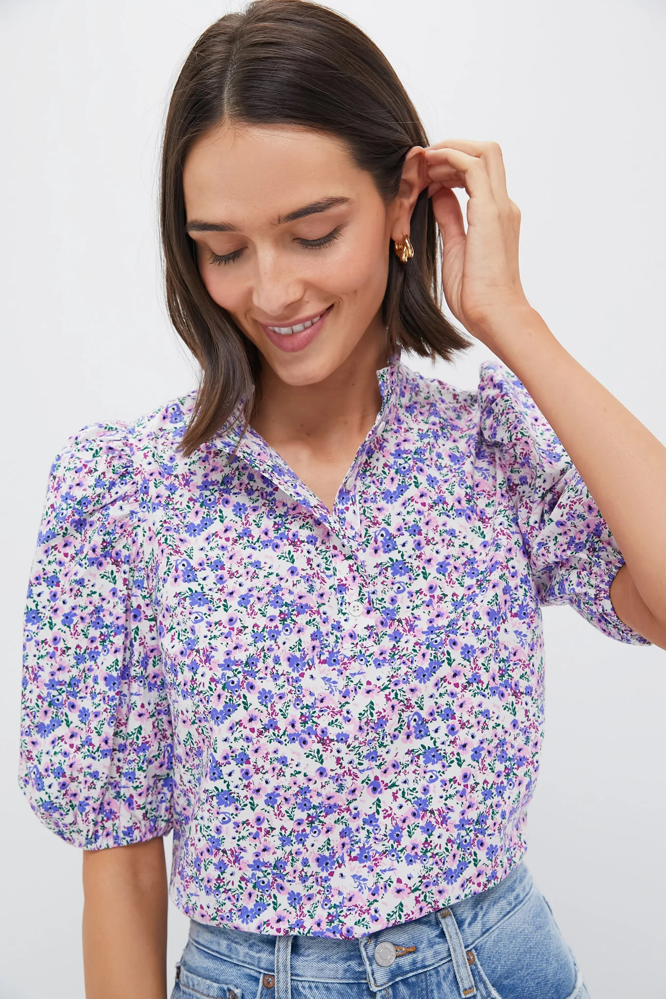 Lilac Multi Floral Florence Blouse | Tuckernuck (US)
