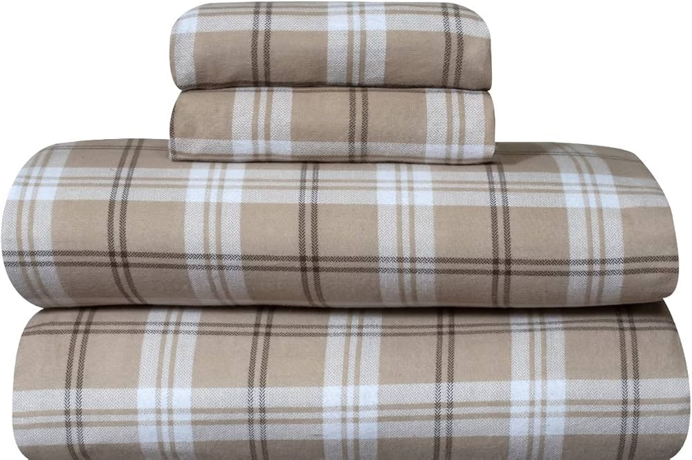 Bliss Casa 4 Piece 100% Cotton Flannel Sheet Set King - High GSM Deep Pockets, Warm Breathable Fl... | Amazon (US)