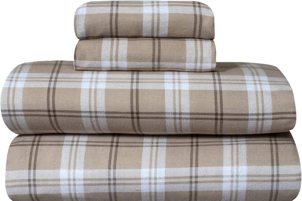 Bliss Casa 3 Piece 100% Cotton Flannel Sheet Set Twin - High GSM Deep Pockets, Warm Breathable Fl... | Amazon (US)