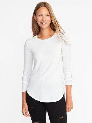 Luxe Curved-Hem Crew-Neck Tee for Women | Old Navy US