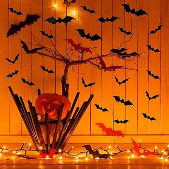 DIYASY Bats Wall Decor,120 Pcs 3D Bat Halloween Decoration Stickers for Home Decor 4 Size Waterpr... | Amazon (US)