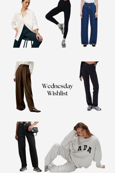 Wednesday Wishlist: Trousers, wide leg jeans, leggings sweatshirts, silk, oversized shirt, yoga pants

#LTKworkwear #LTKstyletip #LTKeurope